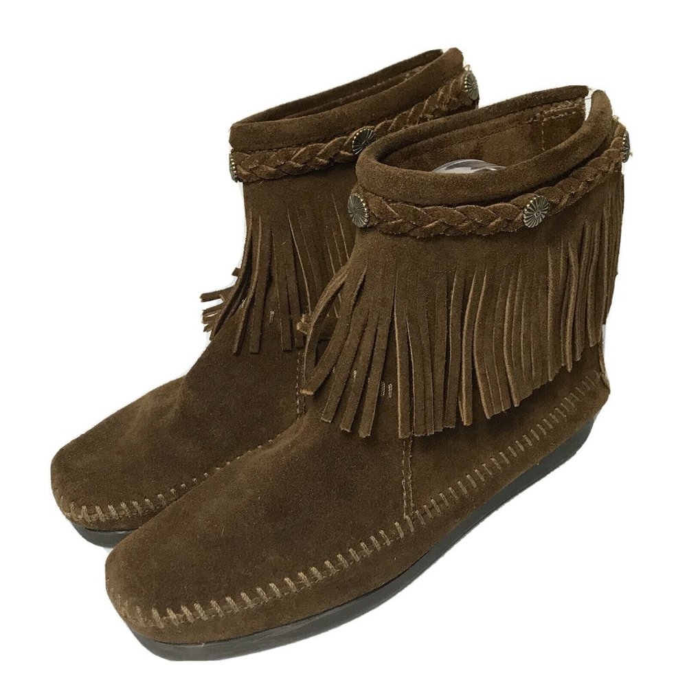 Minnetonka High Top Fringe Moccasin Boots #293